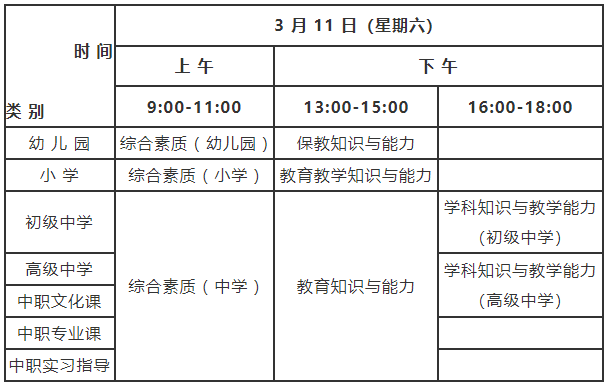 教師資格證筆試考試時(shí)間