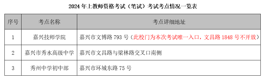 嘉興教師資格證考試